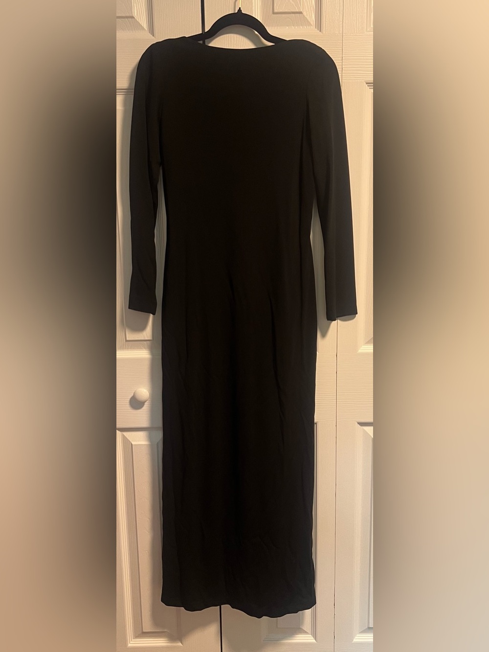 Classic Black Long Sleeve Maxi Dress With Cowl Back